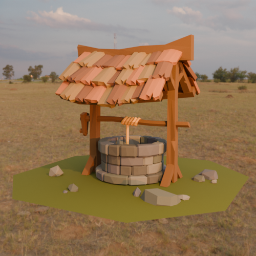 low poly well